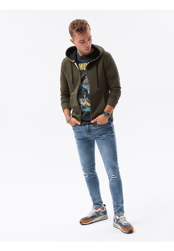 Brązowa bluza Ombre Clothing z kapturem