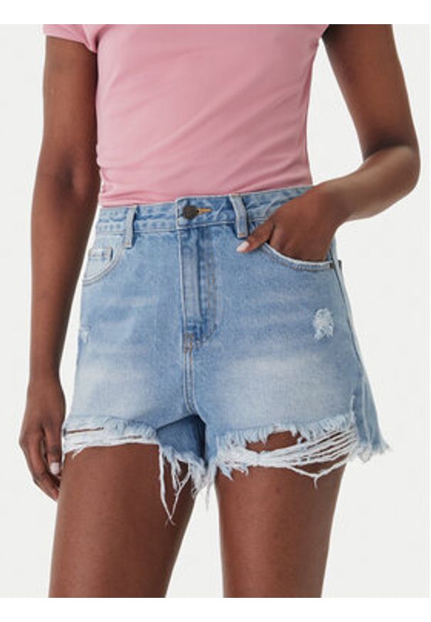 Eleh Szorty jeansowe EL122 Niebieski Regular Fit. Kolor: niebieski. Materiał: bawełna