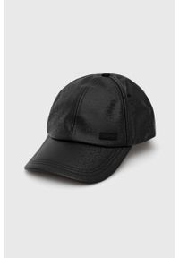 Calvin Klein czapka z daszkiem kolor czarny gładka. Kolor: czarny. Materiał: włókno, materiał. Wzór: gładki #1