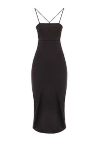 Born2be - Czarna Sukienka Matthias. Kolor: czarny. Materiał: dzianina. Długość rękawa: na ramiączkach. Wzór: gładki. Typ sukienki: kopertowe. Styl: elegancki, klasyczny, wizytowy. Długość: midi #7