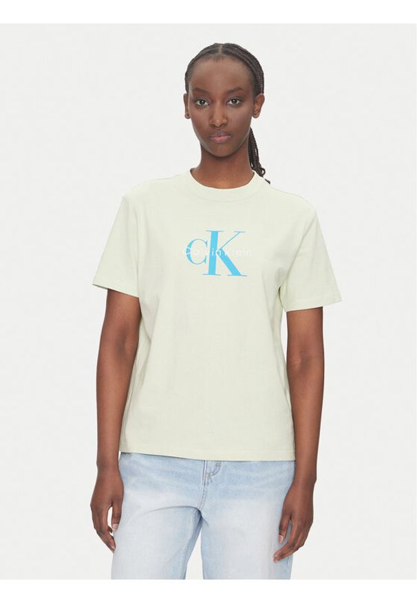 Calvin Klein Jeans T-Shirt Hero LV047B865G Beżowy Regular Fit. Kolor: beżowy. Materiał: bawełna