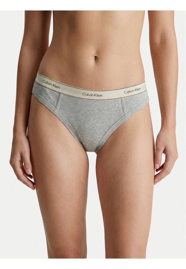 Calvin Klein Stringi LV00QF8771 Szary. Kolor: szary. Materiał: bawełna