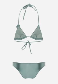 Born2be - Jasnozielone Klasyczne Bikini Wiązany Biustonosz z Kwiatową Aplikacją i Figi Oridanea. Kolor: zielony. Wzór: aplikacja, kwiaty #2