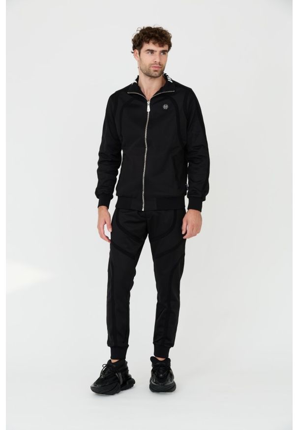 Philipp Plein - PHILIPP PLEIN Czarna męska bluza dresowa Jogging Zipped Jacket, Rozmiar M. Kolor: czarny. Materiał: dresówka