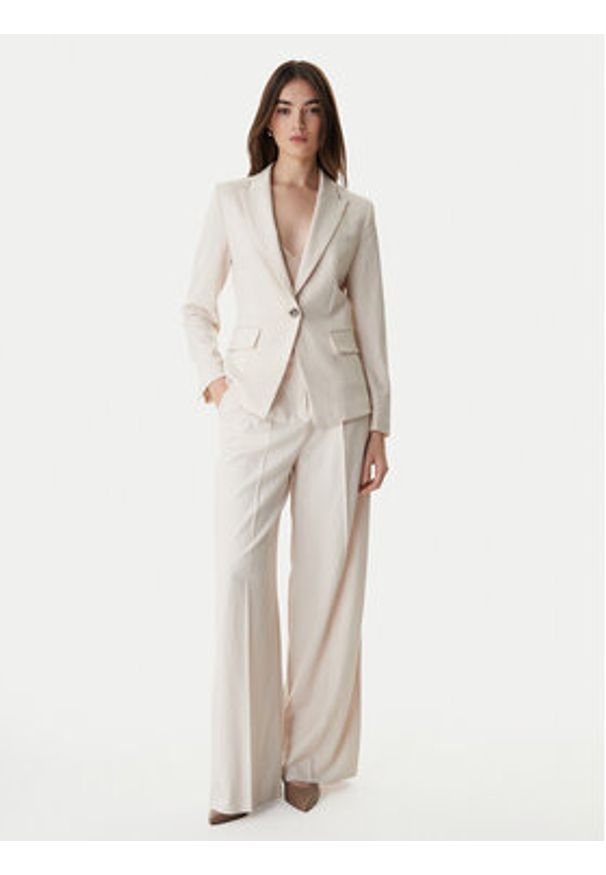 Marella Spodnie palazzo Slogan2 2615131311 Écru Wide Leg. Kolor: kremowy. Materiał: syntetyk