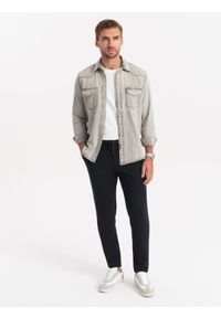 Ombre Clothing - Dzianinowe spodnie męskie z gumką w pasie - czarne V4 OM-PACP-0116 - L. Kolor: czarny. Materiał: dzianina #12