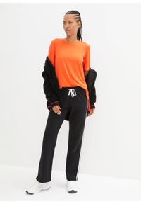 bonprix - Spodnie dresowe z czystej bawełny. Kolor: czarny. Materiał: dresówka, bawełna. Styl: sportowy #3