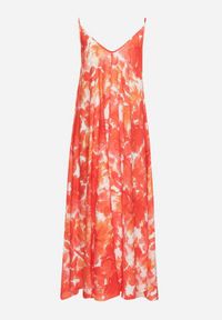 Born2be - Czerwona Sukienka z Wiskozy z Abstrakcyjnym Wzorem Meramara. Okazja: na co dzień. Kolor: czerwony. Materiał: wiskoza. Styl: casual, klasyczny #6