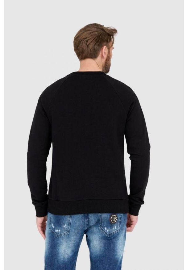 Balmain - BALMAIN Czarna bluza męska z małym aksamitnym logo. Kolor: czarny