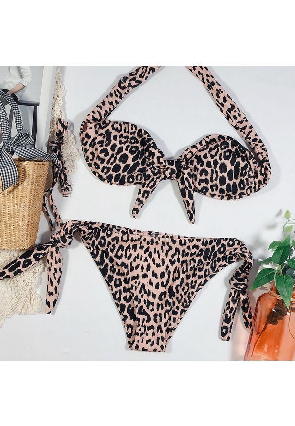 Intica - Bikini bez ramiączek w kropki na plażę i basen Phyliss. Materiał: materiał. Długość: długie. Wzór: kropki