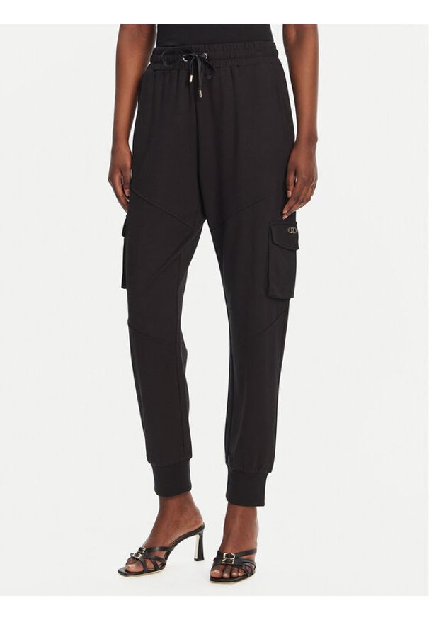 Liu Jo Sport Spodnie dresowe TA5043 JS182 Czarny Regular Fit. Kolor: czarny. Materiał: wiskoza