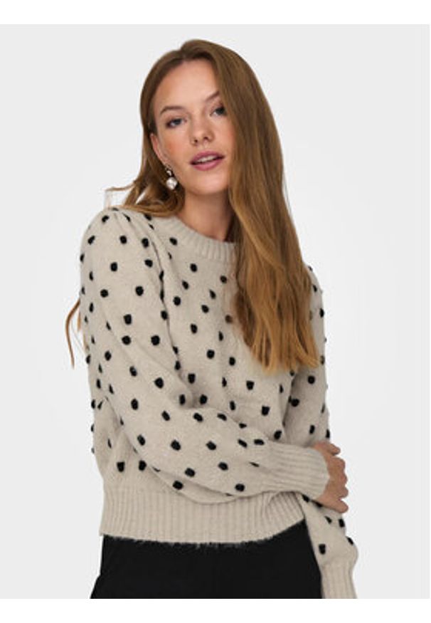 JDY Sweter 15304813 Écru Regular Fit. Materiał: syntetyk