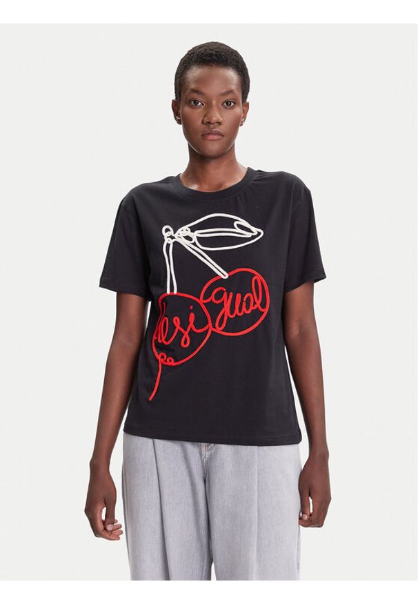 Desigual T-Shirt Berlin 25WWTK51 Czarny Regular Fit. Kolor: czarny. Materiał: bawełna