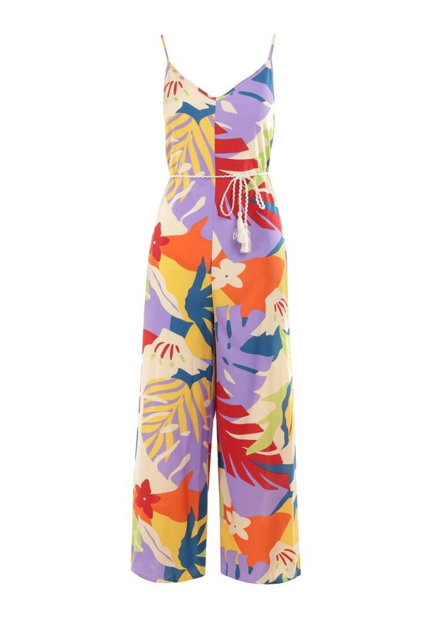 Born2be - Fioletowy Kombinezon Rannall. Okazja: na co dzień. Kolor: fioletowy. Długość rękawa: na ramiączkach. Długość: długie. Wzór: nadruk, kolorowy. Styl: casual