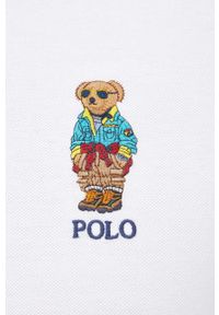 Polo Ralph Lauren polo bawełniane kolor biały z aplikacją. Typ kołnierza: polo. Kolor: biały. Materiał: bawełna. Długość: krótkie. Wzór: aplikacja #3
