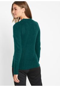 Sweter z dekoltem w serek bonprix głęboki zielony. Typ kołnierza: dekolt w serek. Kolor: zielony #2