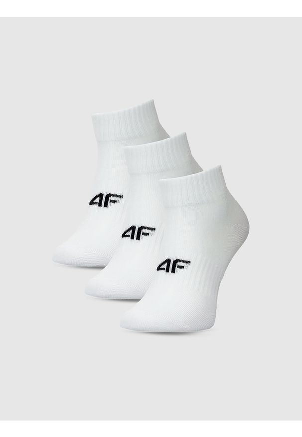 4f - 4F Skarpetki casual za kostkę (3-pack) damskie - białe 39-42. Kolor: biały. Materiał: bawełna, włókno, materiał, poliamid