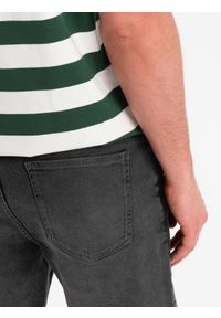 Ombre Clothing - Szorty męskie z gumką w pasie i efektem sprania – szare V3 - Rozmiar: XXL. Okazja: na co dzień. Kolor: szary. Materiał: skóra, denim, materiał, bawełna, elastan. Sezon: lato. Styl: casual, elegancki #12