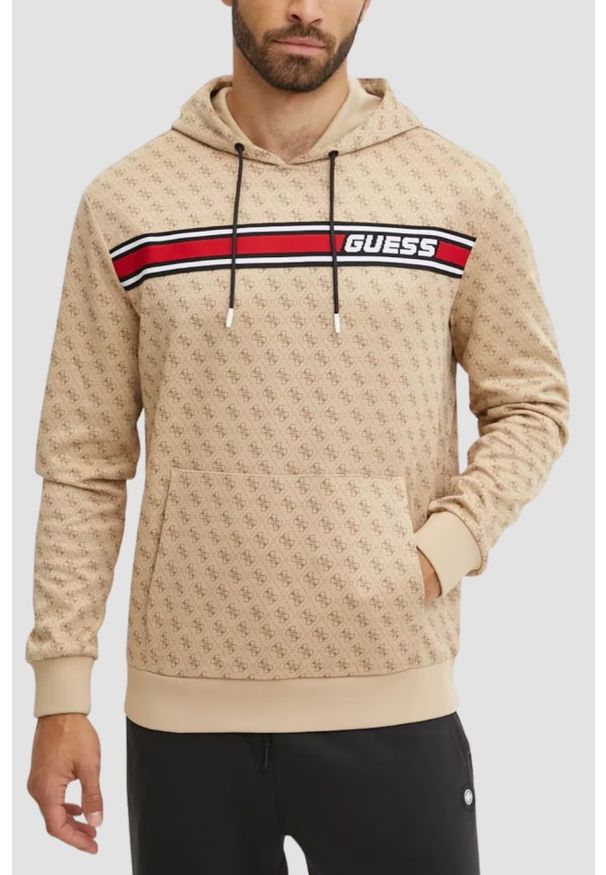 Guess - GUESS Beżowa bluza męska New Korbin. Kolor: beżowy