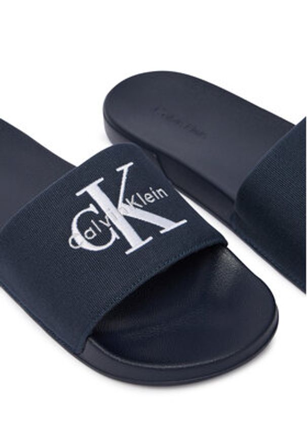Calvin Klein Klapki Ess Slide Cv YM0YM01393 Granatowy. Kolor: niebieski. Materiał: materiał