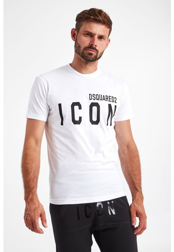 T-shirt DSQUARED2. Materiał: bawełna. Długość rękawa: krótki rękaw. Długość: krótkie. Wzór: nadruk
