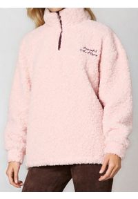 Sinsay - Oversize’owa bluza sherpa ze stójką i zamkiem - różowy. Typ kołnierza: kołnierzyk stójkowy. Kolor: różowy #1