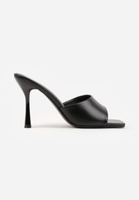 Renee - Czarne Klapki na Szpilce z Kwadratowym Noskiem Peep Toe Avenata. Okazja: na co dzień, na randkę. Nosek buta: otwarty. Kolor: czarny. Materiał: jeans, skóra, koronka. Obcas: na szpilce. Styl: casual #6