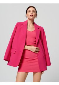 Sinsay - Spódnica mini prążkowana - różowy. Kolor: różowy. Materiał: prążkowany #1