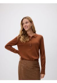 Reserved - Sweter z wełną - brązowy. Kolor: brązowy. Materiał: wełna