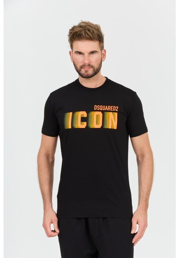 DSQUARED2 Czarny męski t-shirt Icon Blur Cool Fit Tee, Rozmiar XXL. Kolor: czarny