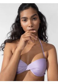 4f - Góra od bikini damska. Kolor: fioletowy. Materiał: materiał #1