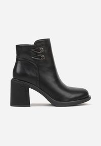 Renee - Czarne Basicowe Botki do Kostki VICES na Słupkowym Obcasie Naleasa. Okazja: na co dzień. Kolor: czarny. Materiał: jeans, dzianina. Obcas: na obcasie. Styl: casual, elegancki. Wysokość obcasa: średni #3