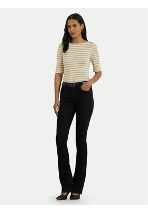 Lauren Ralph Lauren - LAUREN RALPH LAUREN Bluzka 200980044001 Beżowy Slim Fit. Kolor: beżowy. Materiał: bawełna