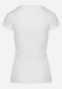 Born2be - Biały Bawełniany T-shirt z Nadrukiem Asix. Kolor: biały. Materiał: bawełna. Wzór: nadruk. Styl: klasyczny #6