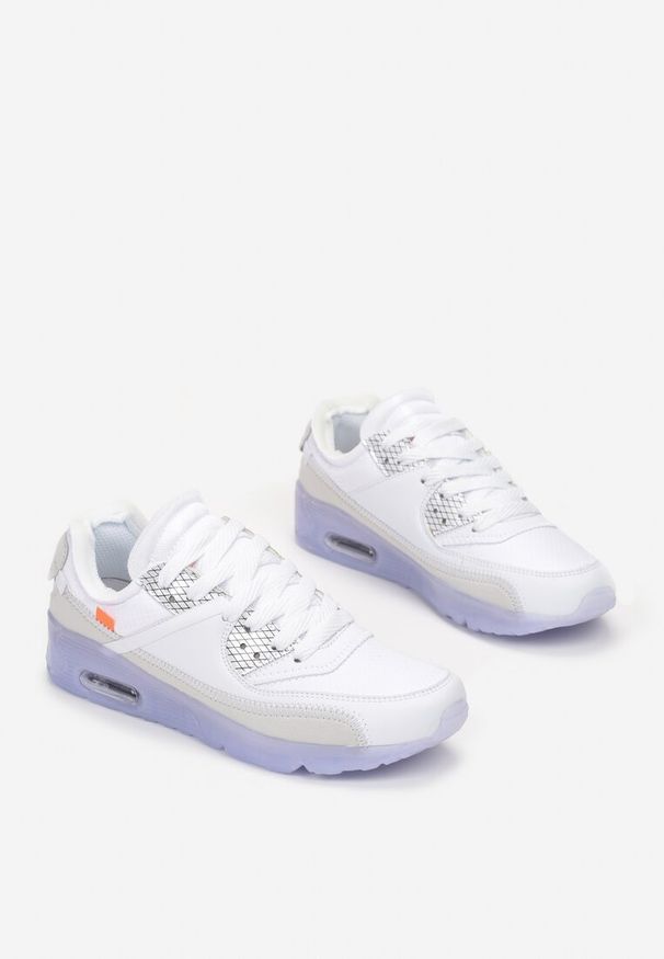 Born2be - Biało-Niebieskie Buty Sportowe Nymerris. Zapięcie: sznurówki. Kolor: biały. Materiał: materiał. Szerokość cholewki: normalna. Wzór: aplikacja