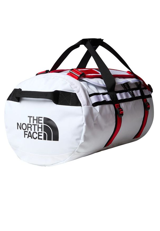 Torba The North Face Base Camp Duffel M 0A52SAFIT1 - biała. Kolor: biały. Materiał: nylon. Wzór: paski