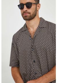 BOSS koszula męska kolor beżowy relaxed. Kolor: beżowy. Materiał: tkanina. Długość rękawa: krótki rękaw. Długość: krótkie #2