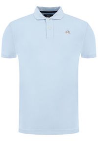 La Martina Polo Piquet CCMP02 PK001 Błękitny Slim Fit. Typ kołnierza: polo. Kolor: niebieski. Materiał: bawełna #5