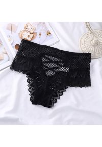 Intica - Figi koronkowe z wycięciami na romantyczne wieczory Jolyn. Kolor: czarny. Materiał: koronka. Wzór: koronka