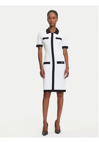 Karl Lagerfeld - KARL LAGERFELD Sukienka dzianinowa A3W13036 Écru Slim Fit. Typ kołnierza: dekolt w karo. Materiał: syntetyk #5