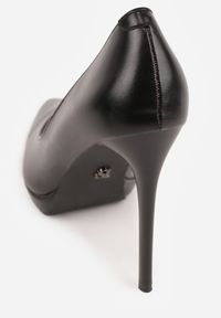 Renee - Czarne Szpilki Vices na Grubej Podeszwie z Wkładką ze Skóry Naturalnej Ahrrie. Okazja: na ślub cywilny, na wesele, na imprezę. Kolor: czarny. Materiał: skóra. Obcas: na szpilce. Styl: klasyczny #9