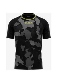 T-shirt Givova Armia Mężczyzn Czarny-Szary - Sportowy i Wygodny. Kolor: szary, wielokolorowy, brązowy, czarny, zielony. Materiał: poliester. Wzór: haft, nadruk. Sport: fitness, piłka nożna