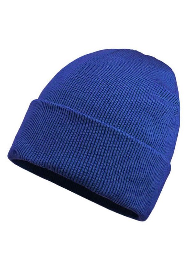 Niebieska, Błękitna Męska Zimowa Czapka -EM Men's Accessories- Ciepła, Beanie. Kolor: niebieski. Materiał: akryl. Sezon: zima