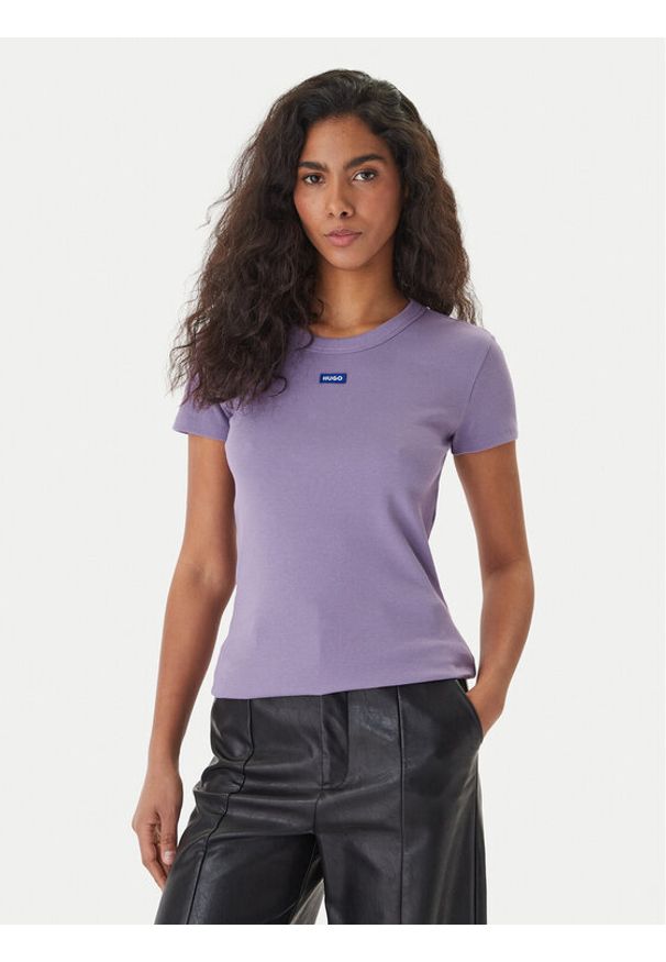 Hugo - HUGO T-Shirt Easy 50523924 Fioletowy Slim Fit. Kolor: fioletowy. Materiał: bawełna