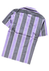 Wrangler - KOSZULA WRANGLER SS RESORT SHIRT TROPICAL PURPLE W59076SW3. Kolor: szary. Materiał: materiał