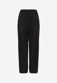 Born2be - Czarne Spodnie Casual o Szerokim Kroju z Wysokim Stanem i Aplikacją Hystoinne. Okazja: na co dzień. Stan: podwyższony. Kolekcja: plus size. Kolor: czarny. Długość: długie. Wzór: aplikacja. Styl: casual #6