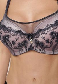 Renee - Szaro-Różowy Elegancki Biustonosz Push Up z Odpinanymi Ramiączkami Ursa. Kolor: szary. Rodzaj stanika: odpinane ramiączka, push-up