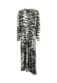 ISABEL MARANT - Jedwabna sukienka ze wzorem zebry. Okazja: na co dzień. Kolor: czarny. Materiał: jedwab. Długość rękawa: długi rękaw. Wzór: motyw zwierzęcy. Typ sukienki: asymetryczne. Styl: klasyczny, casual. Długość: maxi #4