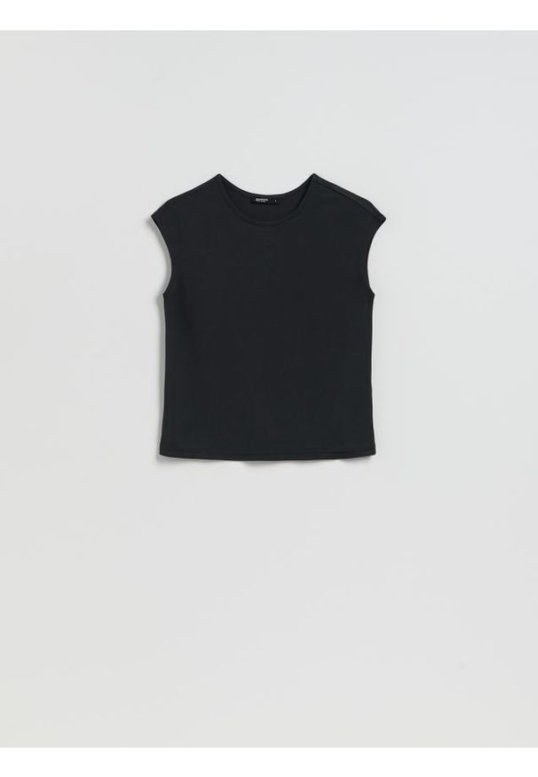 Reserved - Top z modalem - ciemnoszary. Kolor: szary. Materiał: dzianina