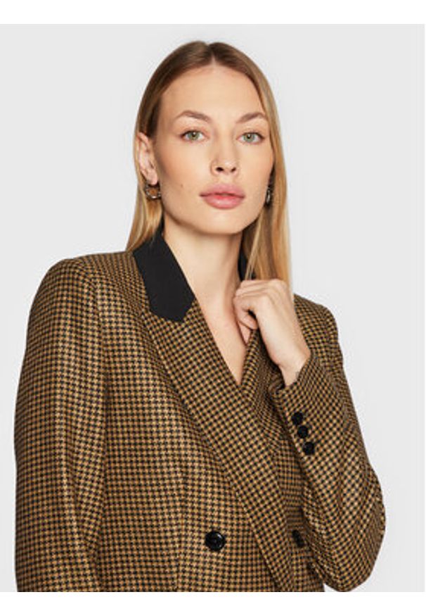 TwinSet - TWINSET Marynarka 222TT2317 Złoty Regular Fit. Kolor: złoty. Materiał: wełna